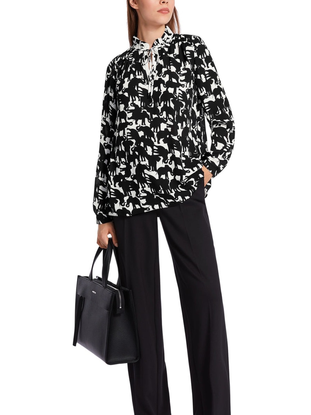Marc Cain Black and White Print Blouse Size N5 / US Large 10/12